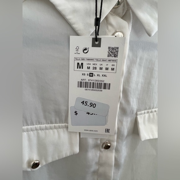 ZARA SATIN EFFECT FLAP BLOUSE - Picture 5 of 5